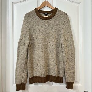 Express Men’s Crew Neck Sweater Wool Blend Beige Brown Accents Grandpa Sz S
